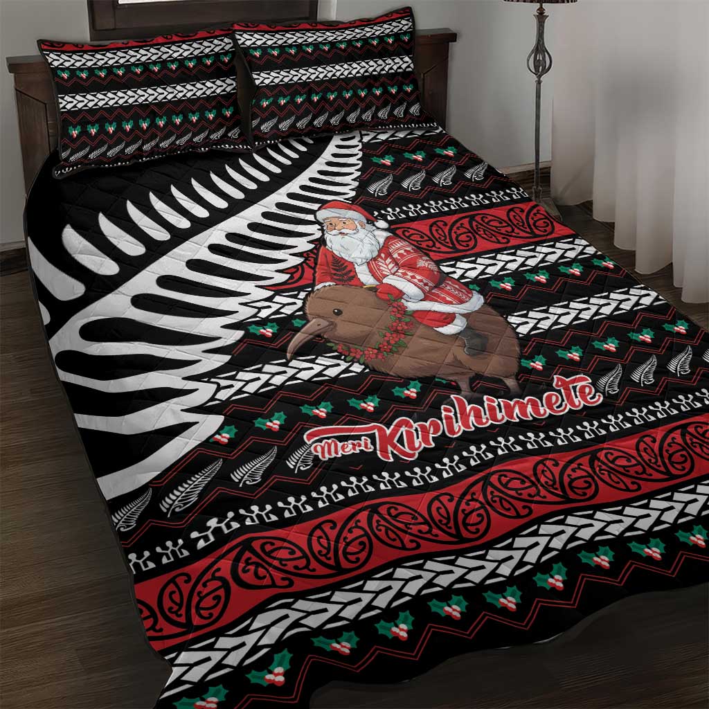 New Zealand Kiwi Santa Christmas Quilt Bed Set He Wairua Kirihimete - Aussie Hoodie