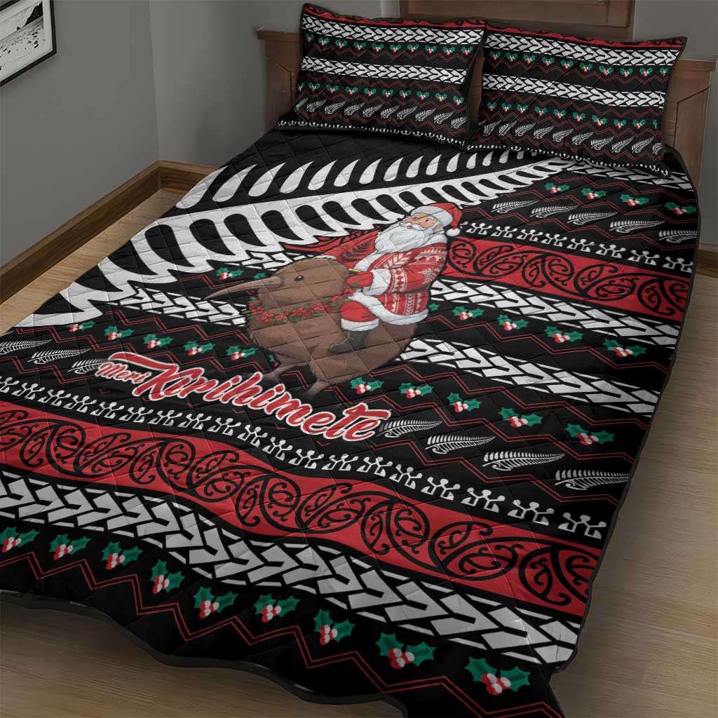 New Zealand Kiwi Santa Christmas Quilt Bed Set He Wairua Kirihimete - Aussie Hoodie