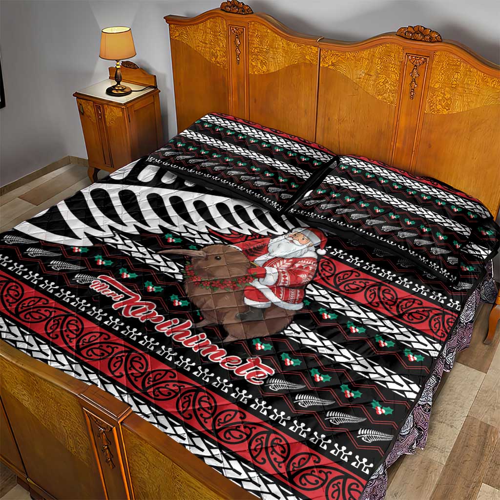 New Zealand Kiwi Santa Christmas Quilt Bed Set He Wairua Kirihimete - Aussie Hoodie
