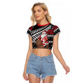 New Zealand Kiwi Santa Christmas Raglan Cropped T Shirt He Wairua Kirihimete - Aussie Hoodie