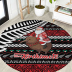 New Zealand Kiwi Santa Christmas Round Carpet He Wairua Kirihimete - Aussie Hoodie