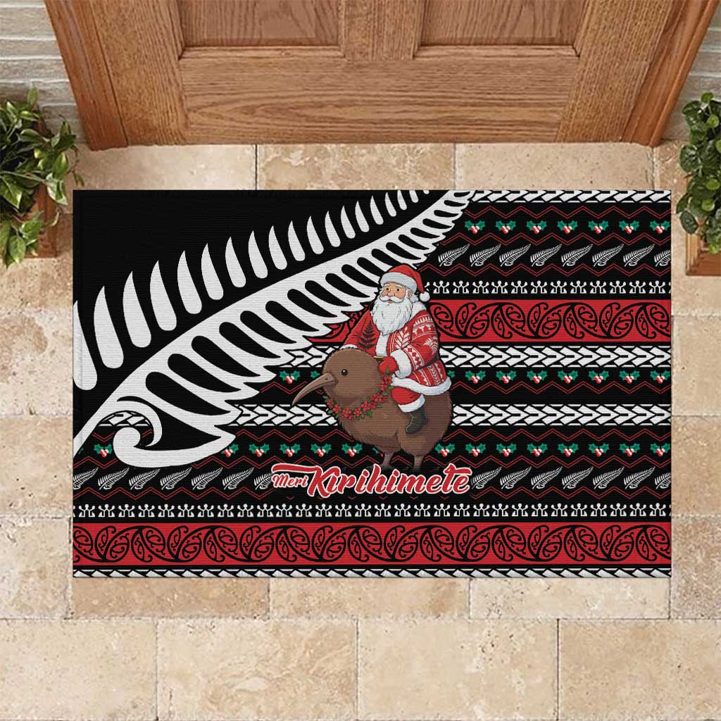 New Zealand Kiwi Santa Christmas Rubber Doormat He Wairua Kirihimete - Aussie Hoodie