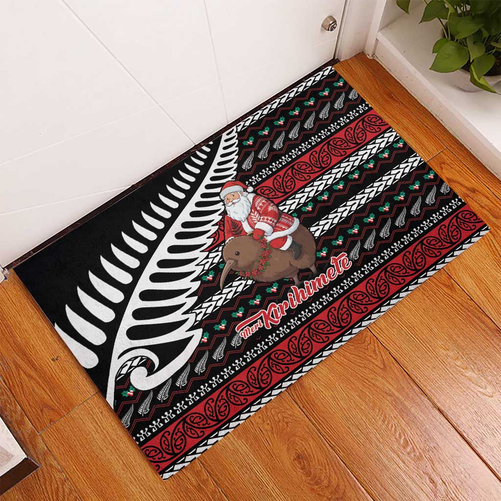 New Zealand Kiwi Santa Christmas Rubber Doormat He Wairua Kirihimete - Aussie Hoodie