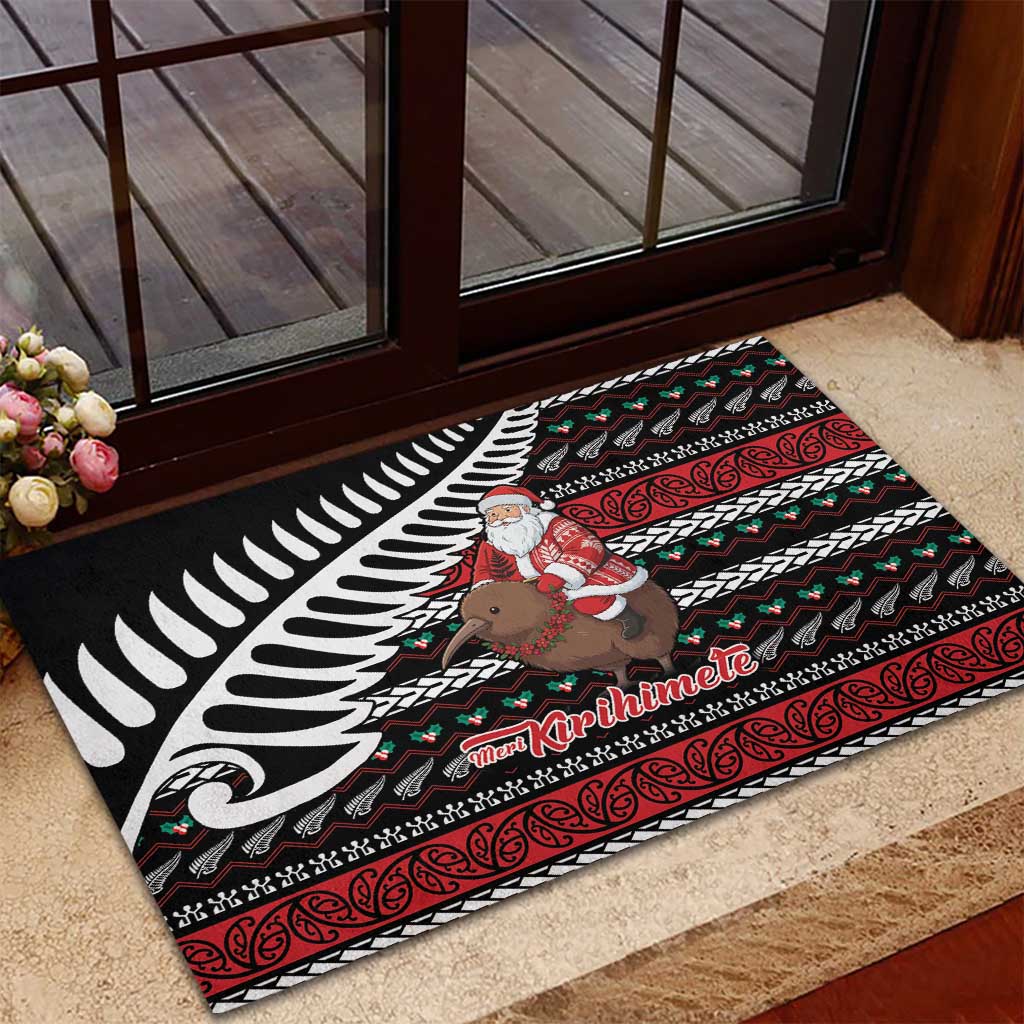 New Zealand Kiwi Santa Christmas Rubber Doormat He Wairua Kirihimete - Aussie Hoodie