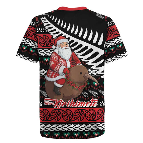 New Zealand Kiwi Santa Christmas Rugby Jersey He Wairua Kirihimete - Aussie Hoodie
