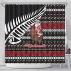 New Zealand Kiwi Santa Christmas Shower Curtain He Wairua Kirihimete - Aussie Hoodie