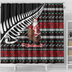 New Zealand Kiwi Santa Christmas Shower Curtain He Wairua Kirihimete - Aussie Hoodie