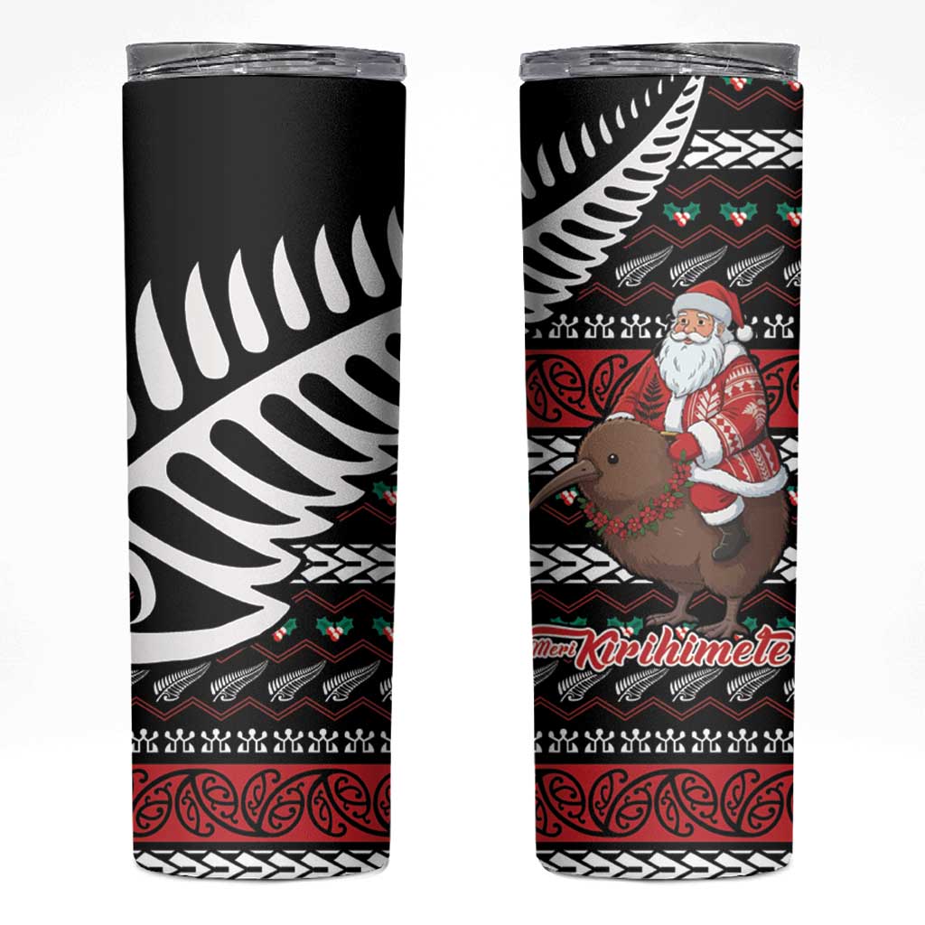 New Zealand Kiwi Santa Christmas Skinny Tumbler He Wairua Kirihimete - Aussie Hoodie