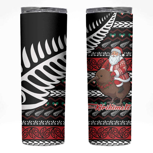 New Zealand Kiwi Santa Christmas Skinny Tumbler He Wairua Kirihimete - Aussie Hoodie