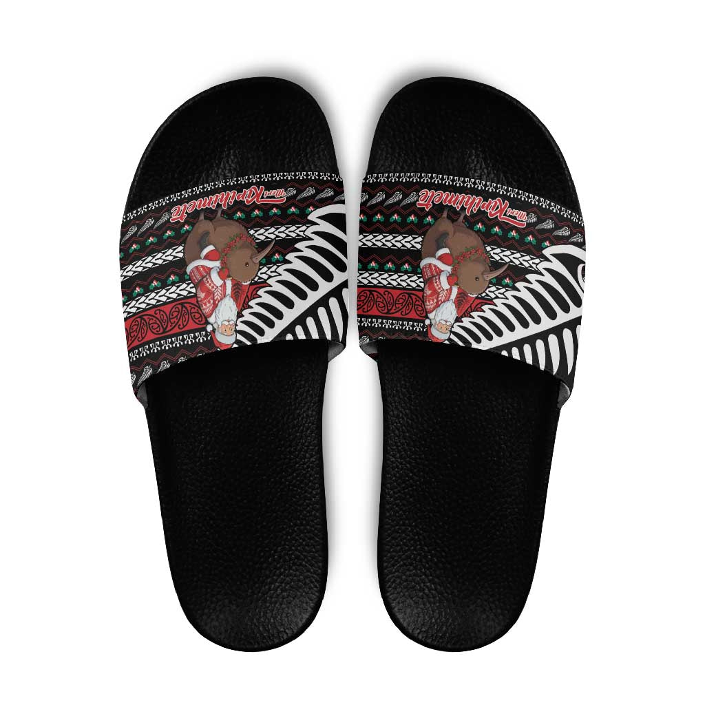 New Zealand Kiwi Santa Christmas Slide Sandals He Wairua Kirihimete - Aussie Hoodie