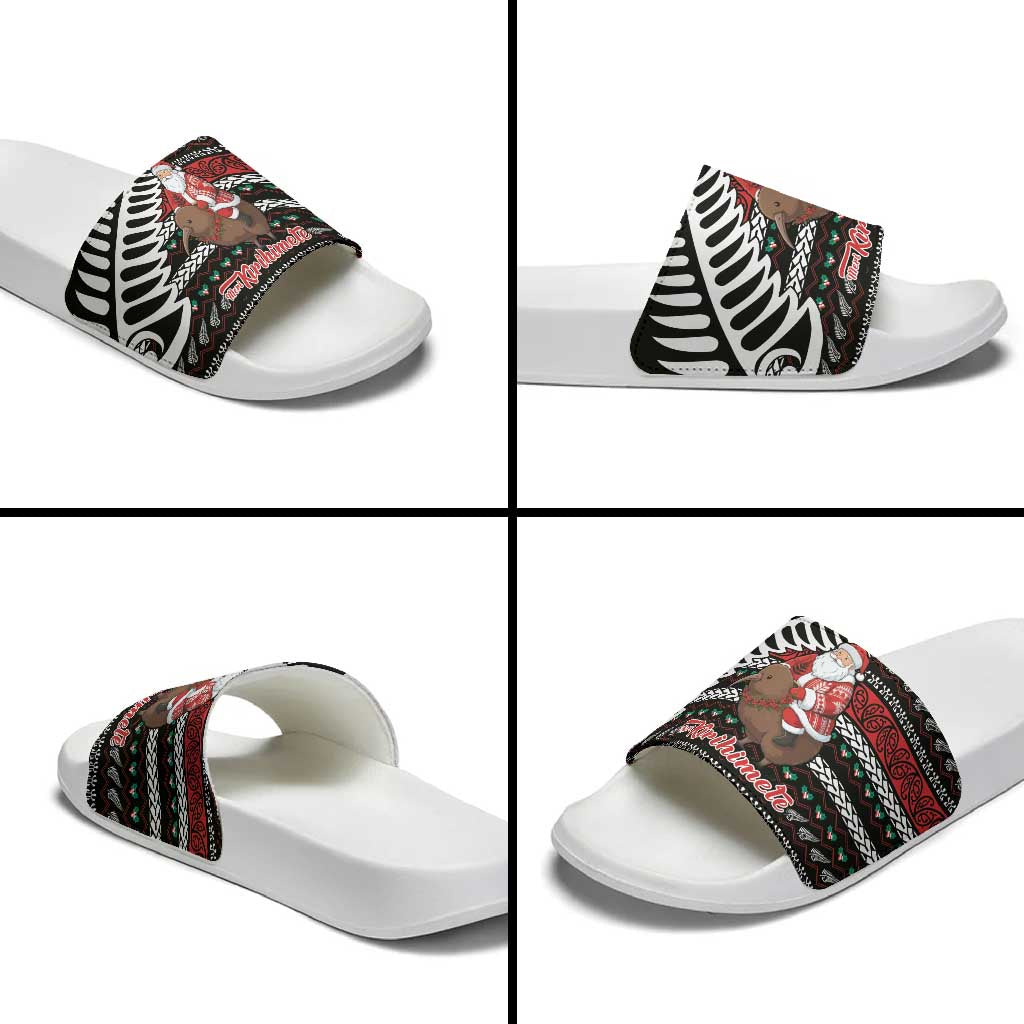 New Zealand Kiwi Santa Christmas Slide Sandals He Wairua Kirihimete - Aussie Hoodie