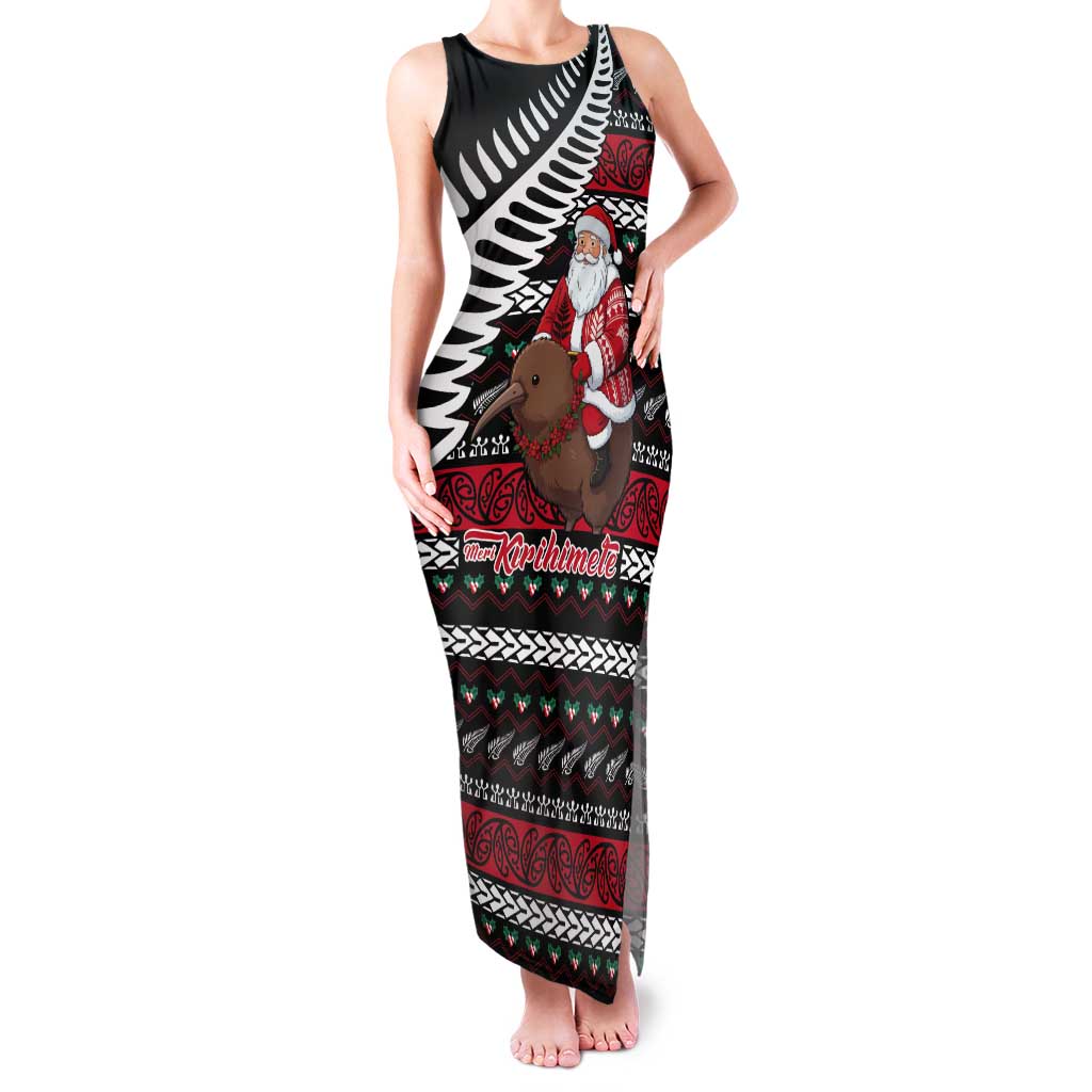New Zealand Kiwi Santa Christmas Tank Maxi Dress He Wairua Kirihimete - Aussie Hoodie