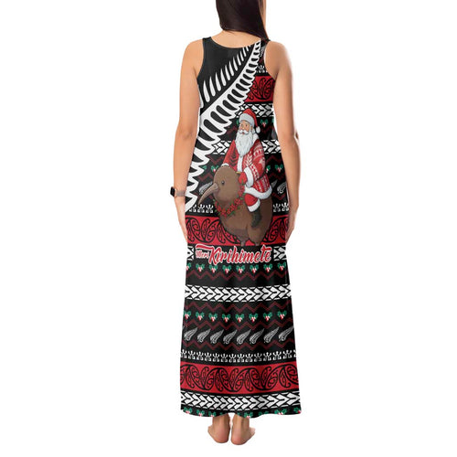 New Zealand Kiwi Santa Christmas Tank Maxi Dress He Wairua Kirihimete - Aussie Hoodie