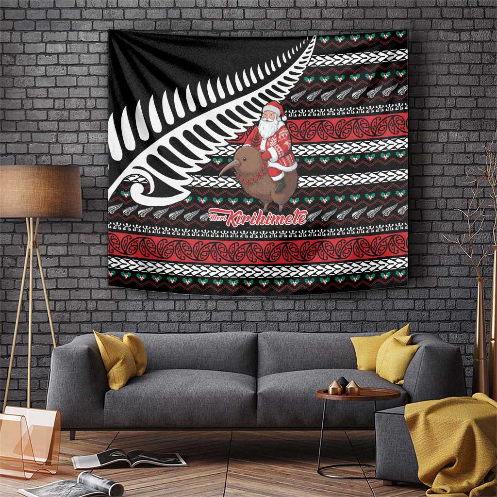 New Zealand Kiwi Santa Christmas Tapestry He Wairua Kirihimete - Aussie Hoodie