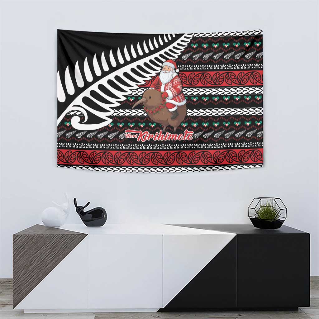 New Zealand Kiwi Santa Christmas Tapestry He Wairua Kirihimete - Aussie Hoodie