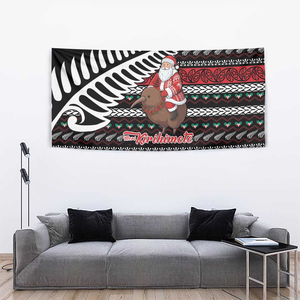 New Zealand Kiwi Santa Christmas Tapestry He Wairua Kirihimete - Aussie Hoodie