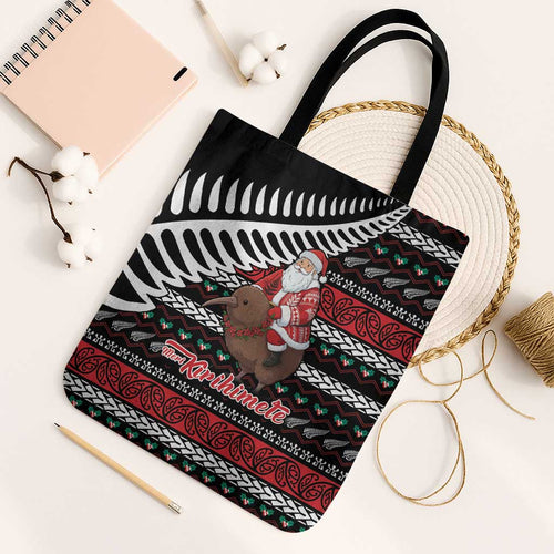 New Zealand Kiwi Santa Christmas Tote Bag He Wairua Kirihimete - Aussie Hoodie