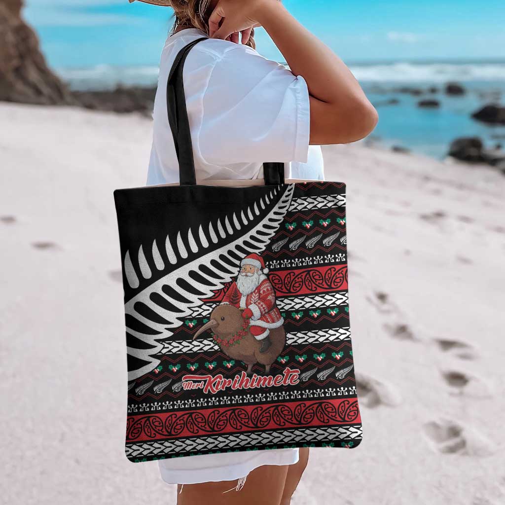 New Zealand Kiwi Santa Christmas Tote Bag He Wairua Kirihimete - Aussie Hoodie