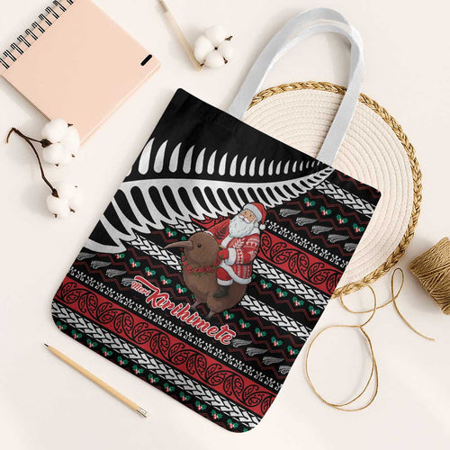 New Zealand Kiwi Santa Christmas Tote Bag He Wairua Kirihimete - Aussie Hoodie