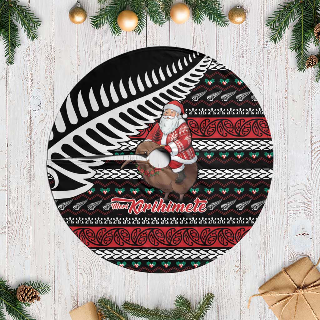 New Zealand Kiwi Santa Christmas Tree Skirt He Wairua Kirihimete - Aussie Hoodie