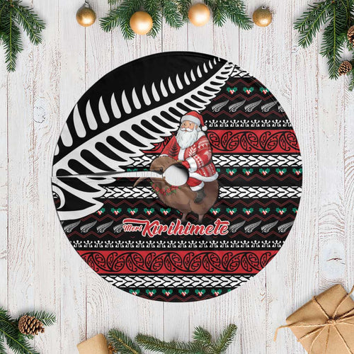 New Zealand Kiwi Santa Christmas Tree Skirt He Wairua Kirihimete - Aussie Hoodie
