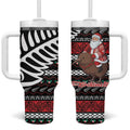 New Zealand Kiwi Santa Christmas Tumbler With Handle He Wairua Kirihimete - Aussie Hoodie
