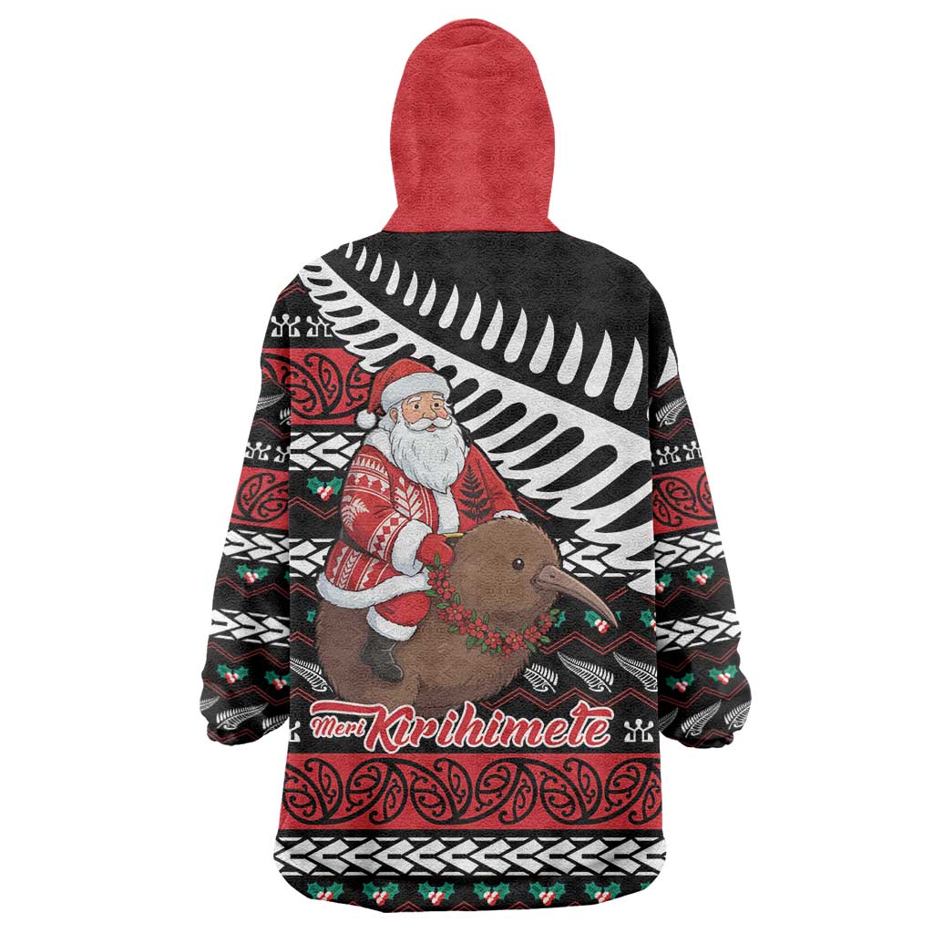 New Zealand Kiwi Santa Christmas Wearable Blanket Hoodie He Wairua Kirihimete - Aussie Hoodie