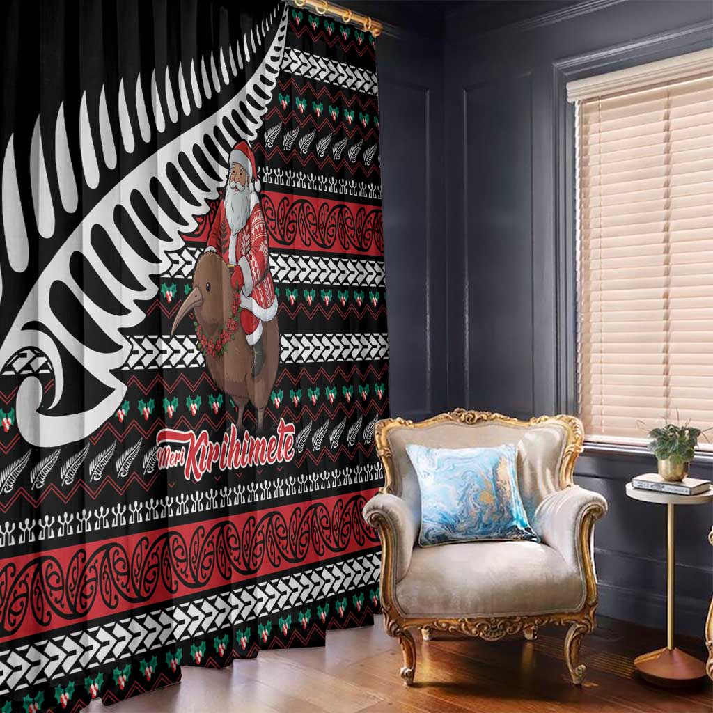 New Zealand Kiwi Santa Christmas Window Curtain He Wairua Kirihimete - Aussie Hoodie