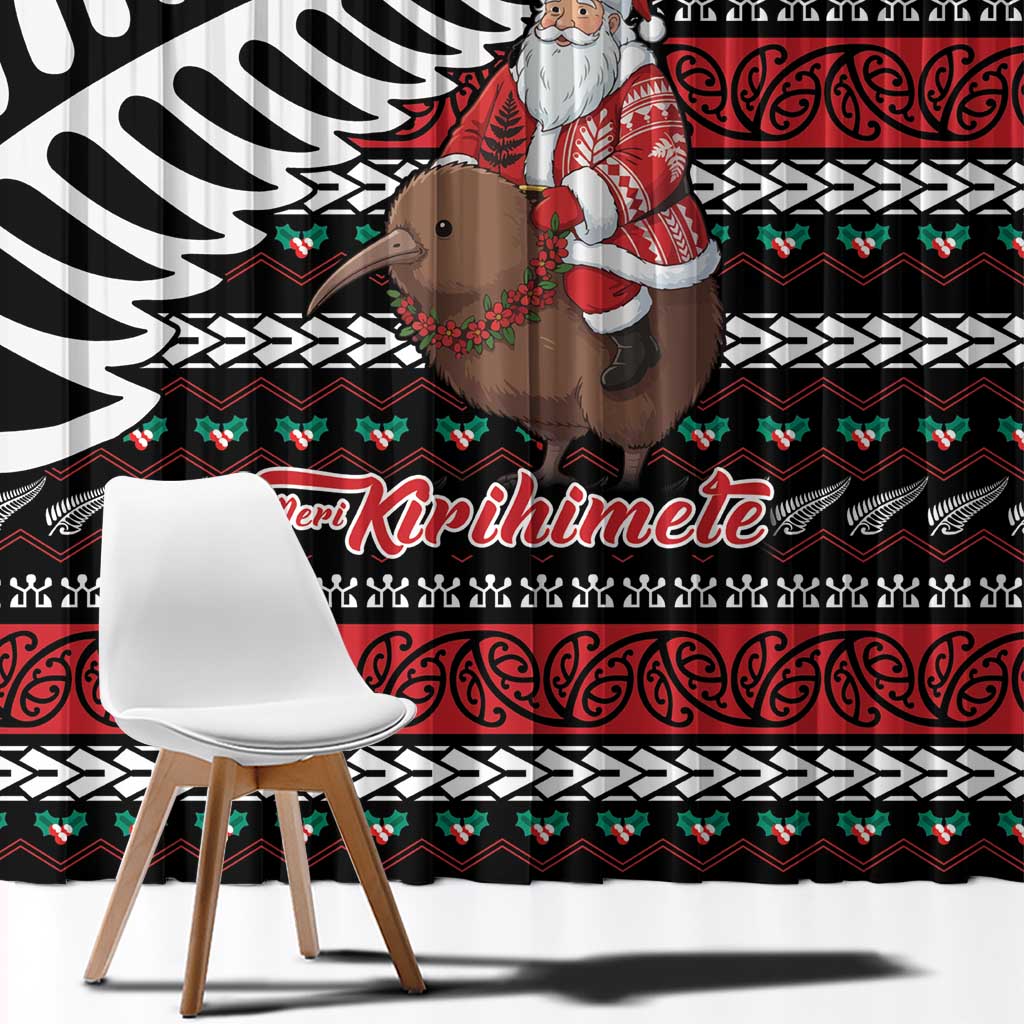 New Zealand Kiwi Santa Christmas Window Curtain He Wairua Kirihimete - Aussie Hoodie