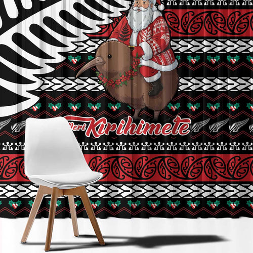 New Zealand Kiwi Santa Christmas Window Curtain He Wairua Kirihimete - Aussie Hoodie