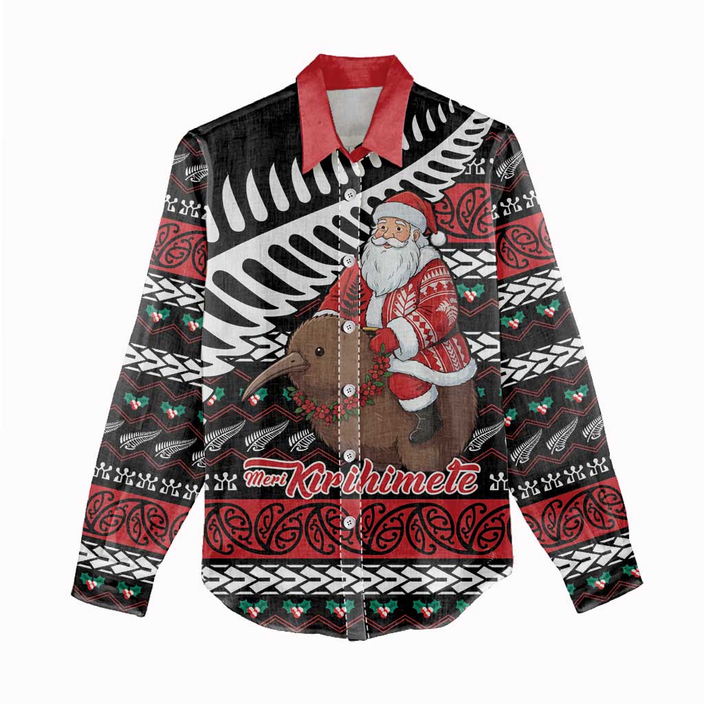 New Zealand Kiwi Santa Christmas Women Casual Shirt He Wairua Kirihimete - Aussie Hoodie