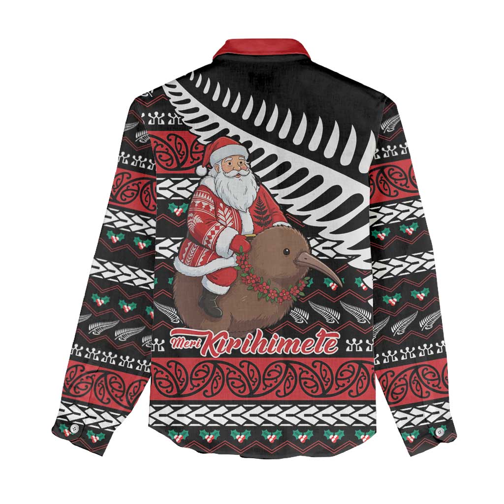 New Zealand Kiwi Santa Christmas Women Casual Shirt He Wairua Kirihimete - Aussie Hoodie