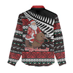 New Zealand Kiwi Santa Christmas Women Casual Shirt He Wairua Kirihimete - Aussie Hoodie