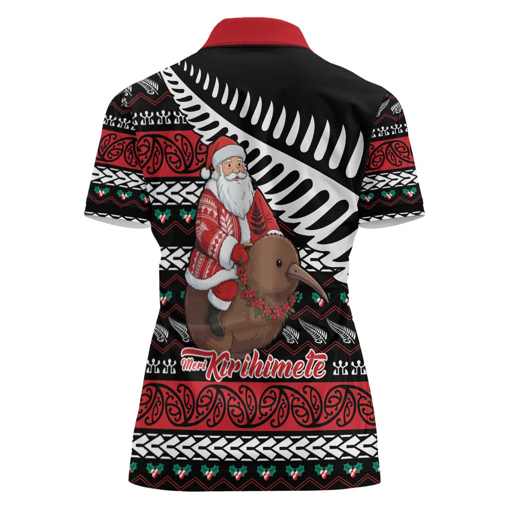 New Zealand Kiwi Santa Christmas Women Polo Shirt He Wairua Kirihimete - Aussie Hoodie