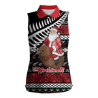 New Zealand Kiwi Santa Christmas Women Sleeveless Polo Shirt He Wairua Kirihimete - Aussie Hoodie