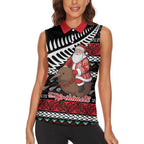 New Zealand Kiwi Santa Christmas Women Sleeveless Polo Shirt He Wairua Kirihimete - Aussie Hoodie