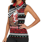 New Zealand Kiwi Santa Christmas Women Sleeveless Polo Shirt He Wairua Kirihimete - Aussie Hoodie