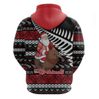 New Zealand Kiwi Santa Christmas Zip Hoodie He Wairua Kirihimete - Aussie Hoodie