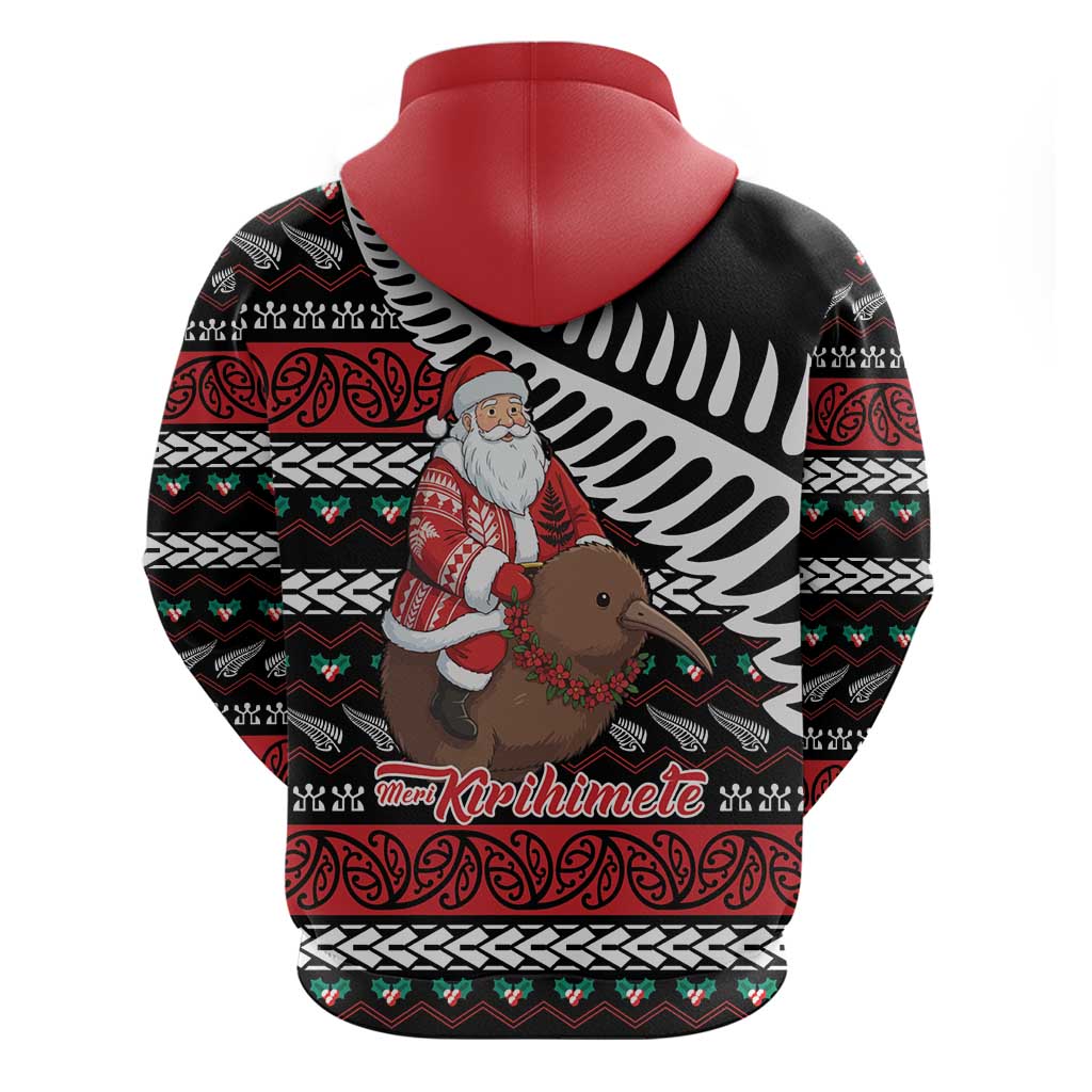 New Zealand Kiwi Santa Christmas Zip Hoodie He Wairua Kirihimete - Aussie Hoodie