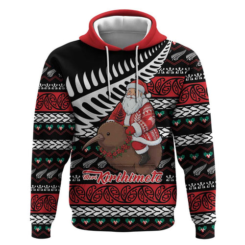 New Zealand Kiwi Santa Christmas Zip Hoodie He Wairua Kirihimete - Aussie Hoodie