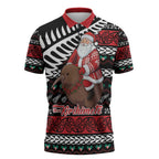 New Zealand Kiwi Santa Christmas Zipper Polo Shirt He Wairua Kirihimete - Aussie Hoodie