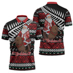 New Zealand Kiwi Santa Christmas Zipper Polo Shirt He Wairua Kirihimete - Aussie Hoodie
