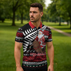 New Zealand Kiwi Santa Christmas Zipper Polo Shirt He Wairua Kirihimete - Aussie Hoodie