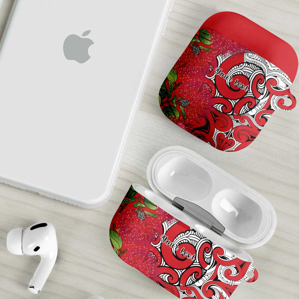 Personalised New Zealand Koru Pohutukawa AirPods Case Meri Kirihimete Aroha for Christmas - Aussie Hoodie