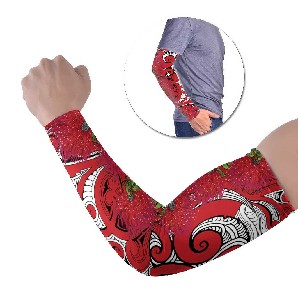 Personalised New Zealand Koru Pohutukawa Arm Sleeves Meri Kirihimete Aroha for Christmas - Aussie Hoodie