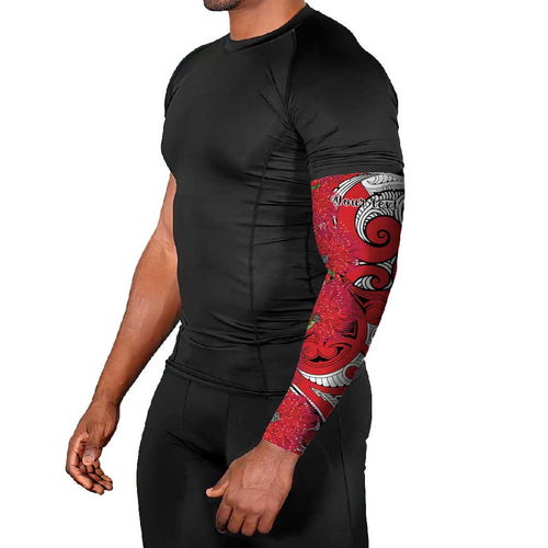 Personalised New Zealand Koru Pohutukawa Arm Sleeves Meri Kirihimete Aroha for Christmas - Aussie Hoodie