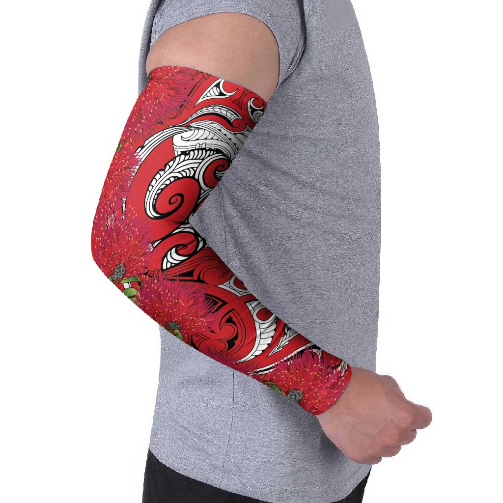 Personalised New Zealand Koru Pohutukawa Arm Sleeves Meri Kirihimete Aroha for Christmas - Aussie Hoodie