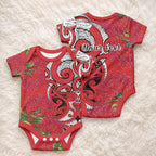 Personalised New Zealand Koru Pohutukawa Baby Onesie Meri Kirihimete Aroha for Christmas