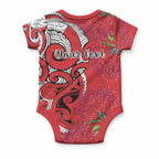 Personalised New Zealand Koru Pohutukawa Baby Onesie Meri Kirihimete Aroha for Christmas