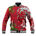 Personalised New Zealand Koru Pohutukawa Baseball Jacket Meri Kirihimete Aroha for Christmas - Aussie Hoodie